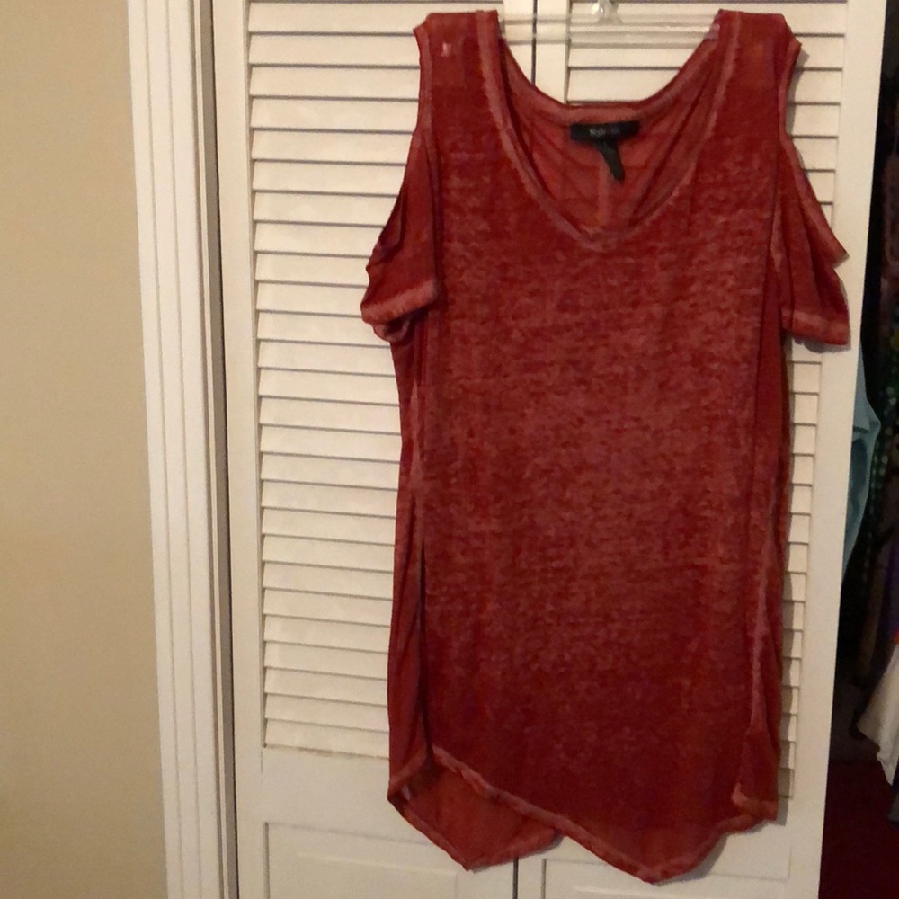 Cold shoulder burnt orange top